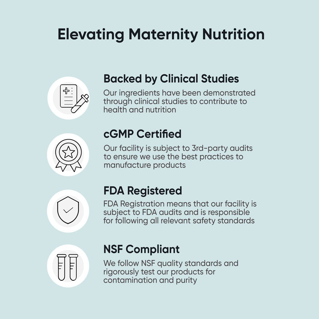BabyRx fertility and prenatal supplements are Backed by Clinical Studies, cGMP Certified, FDA Registered, and NSF Compliant.