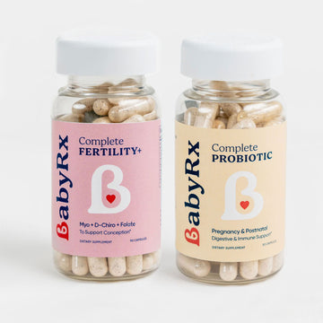 BabyRx Fertility 360 Bundle with Fertility for Women (90 capsules) and Complete Probiotic (30 capsules).