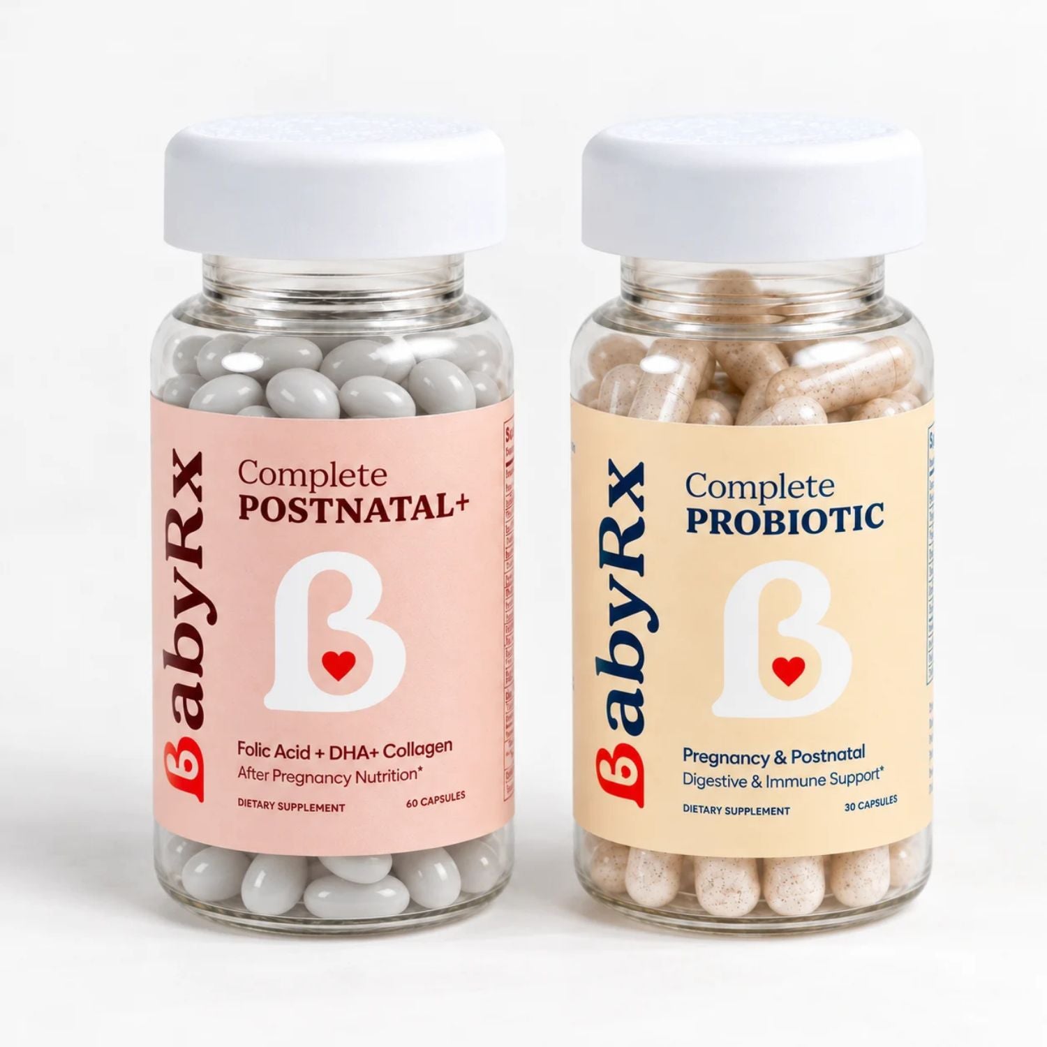 BabyRx Postnatal 360 Bundle with Postnatal+ Supplement with Folate, DHA, Choline, Collagen and Complete Probiotic supplements.